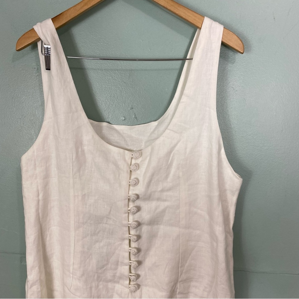 Farm‎ Rio Off White Floral Applique 3D Linen Mini Dress Sleeveless Large - Picture 5 of 7